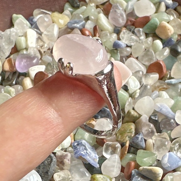 Victorian Pink Quartz silver gem ring love pink quartz - Picture 1 of 6